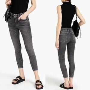Frame Le One Skinny Mid-Rise Skinny Jeans Gray Denim Stretch Cropped Size 1